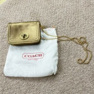 Coach Metallic Gold Mini Clutch Crossbody